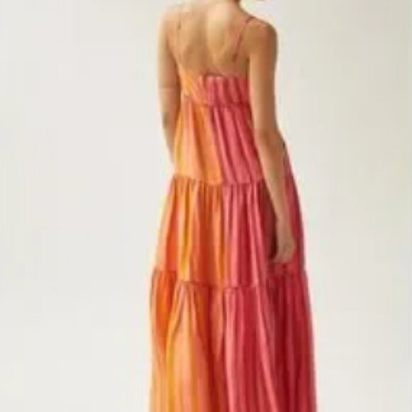 Farm Rio x Anthropologie Deep-V Mixed-Stripe Maxi Dress Small Petite - Picture 3 of 8